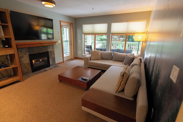 TV, fireplace
