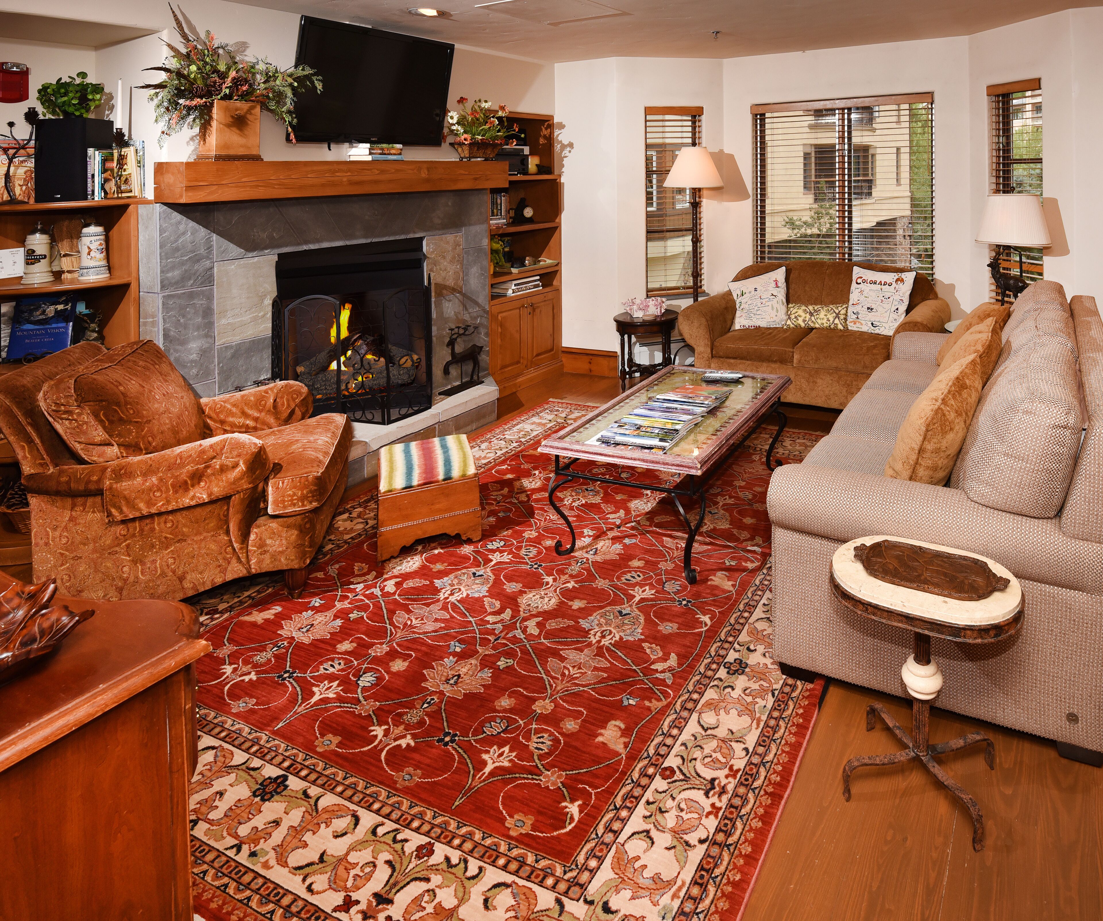 TV, fireplace, stereo