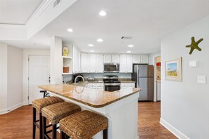 Fridge, microwave, oven, dishwasher