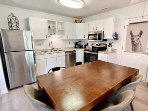 Fridge, microwave, oven, stovetop - Ginny's Place:  Pet Friendly, Screened porch, easy walk to village activities. (Ocracoke)