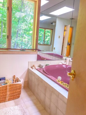 Combined shower/bathtub, jetted bath, hair dryer, bidet