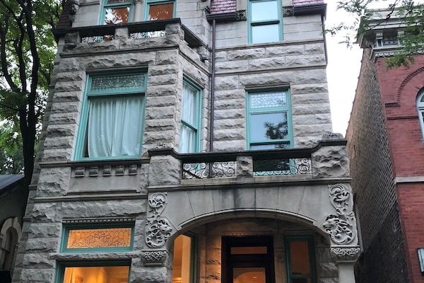 3 bedroom unit is top floor of historic greystone