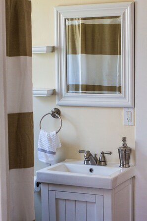 Regadera, secadora de cabello, toallas, jabón 