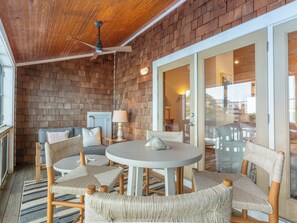 Outdoor dining - Down Creek Condo 102:  Luxurious, reverse floor plan, in the Village. (Ocracoke)