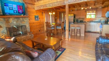Smart TV, fireplace, DVD player