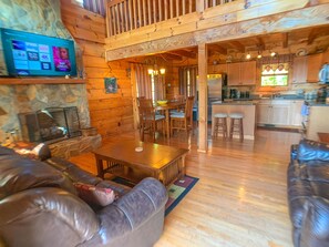 Smart TV, fireplace, DVD player