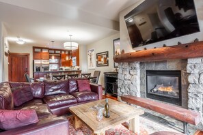 TV, fireplace
