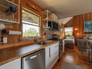 Fridge, microwave, oven, stovetop - Stromayer Cottage: Enjoy this cabin like home, simplistic design. (Ocracoke)