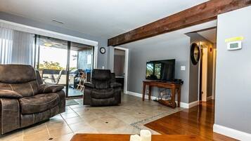 Flat-screen TV, DVD player