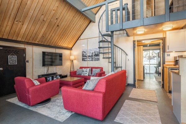 Televisión, chimenea y reproductor de DVD