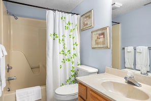 Towels, soap, shampoo, toilet paper