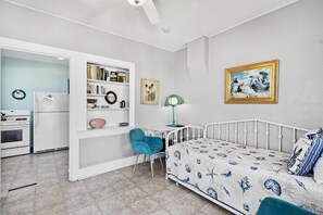 1 bedroom, iron/ironing board, travel crib, WiFi