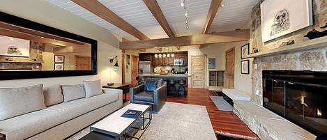 TV, fireplace, DVD player, video library