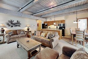 TV, fireplace, DVD player, video library