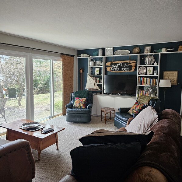 Téléviseur, lecteur de DVD, livres, sélection de films