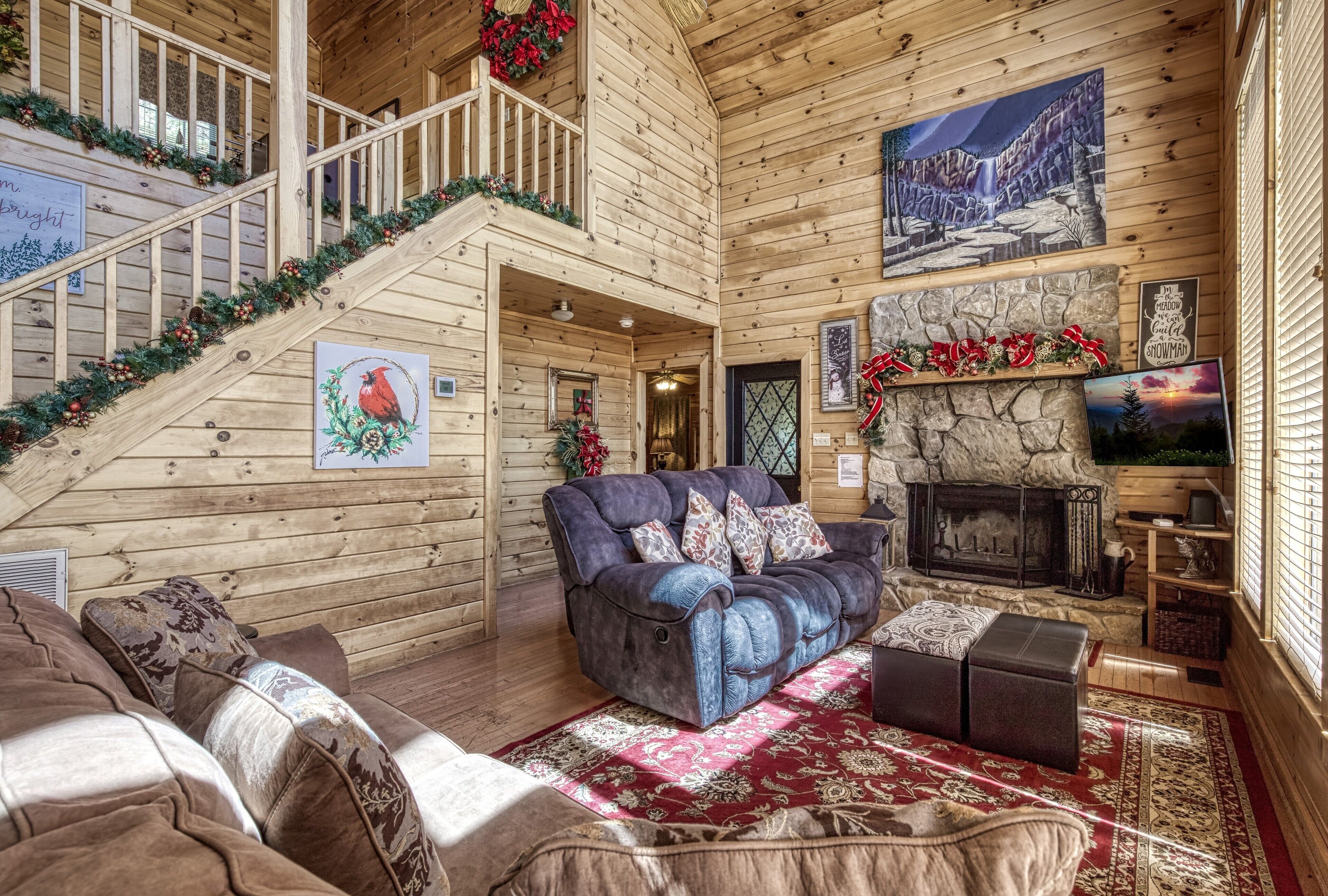 A gorgeous log cabin awaits you at Run To The Hills.