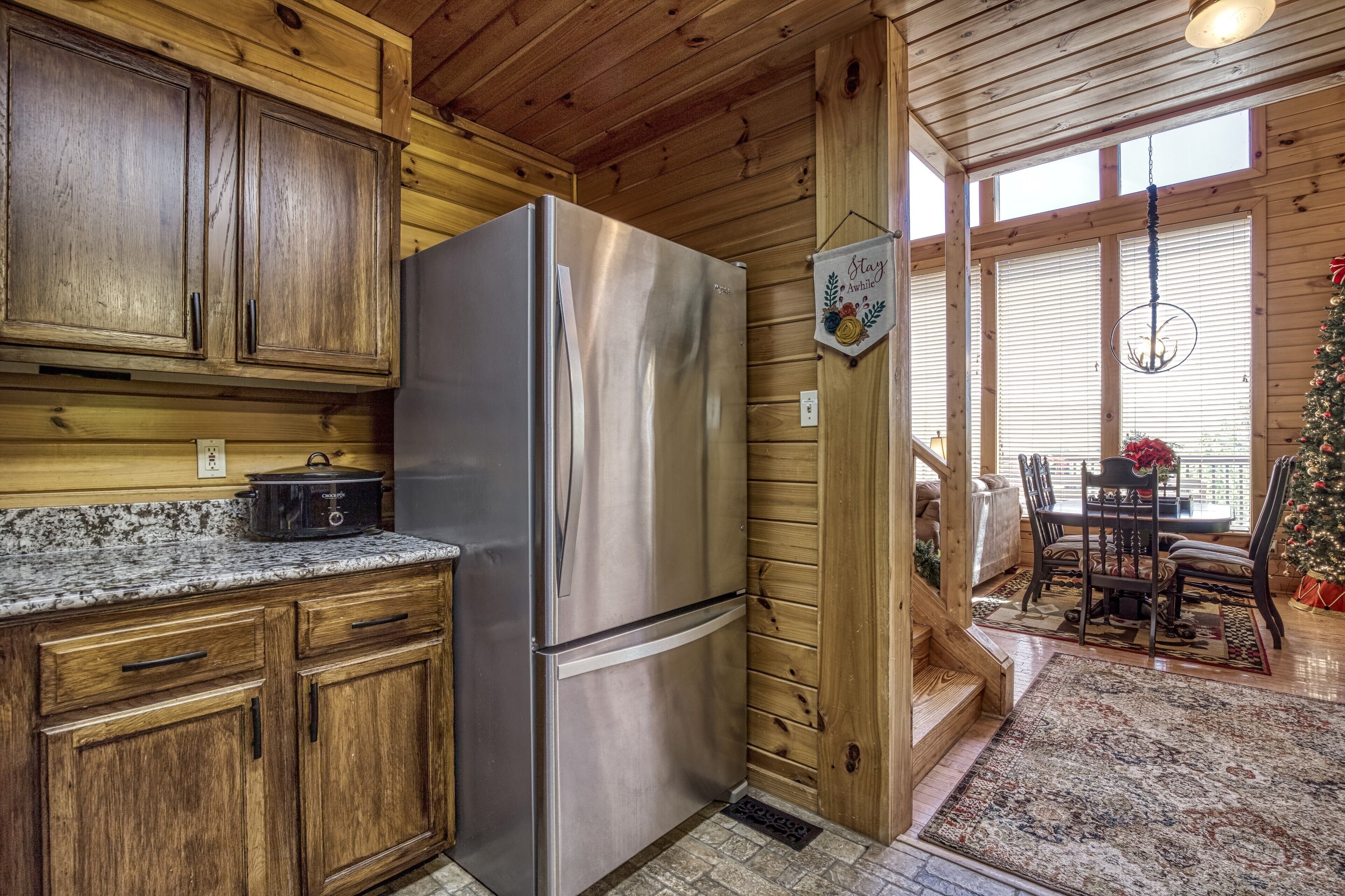 A gorgeous log cabin awaits you at Run To The Hills.