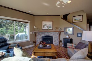 TV, fireplace, video games, DVD player