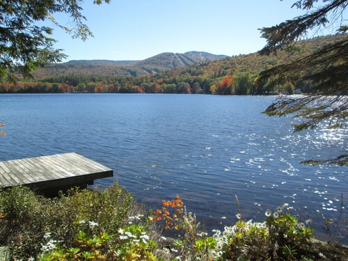 Waterfront Log Cabin with Mt. Sunapee Views