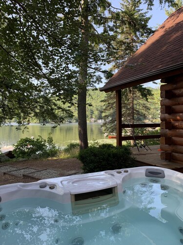 Waterfront Log Cabin with Mt. Sunapee Views