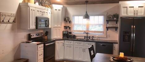 Fridge, microwave, oven, dishwasher
