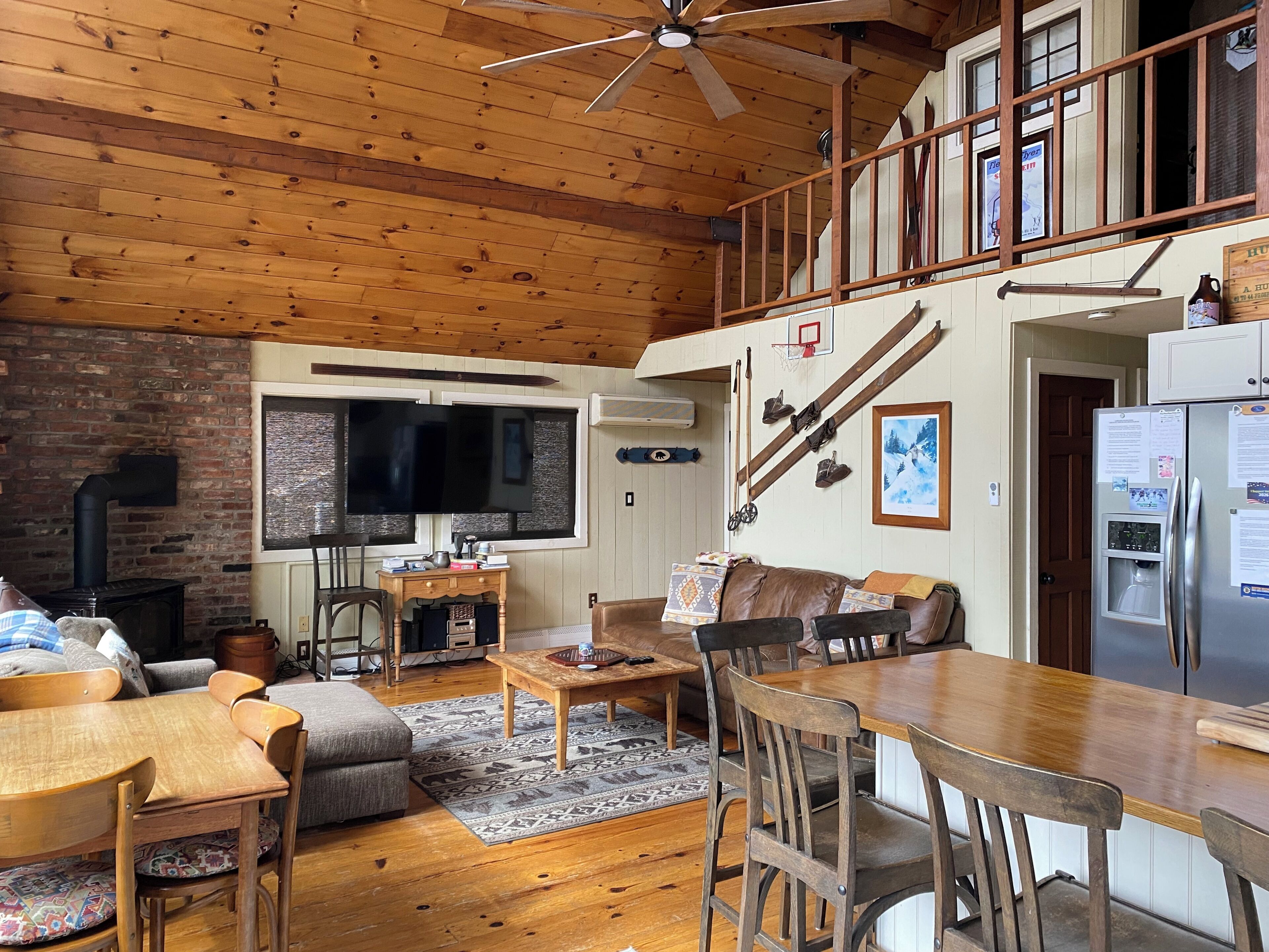 Smart TV, fireplace, video games, DVD player