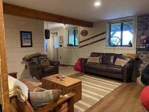 TV connectée, cheminée, jeux vidéo, lecteur de DVD