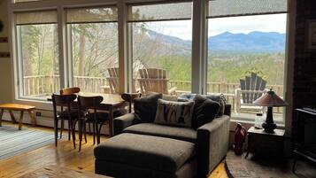 Smart TV, fireplace, video games, DVD player