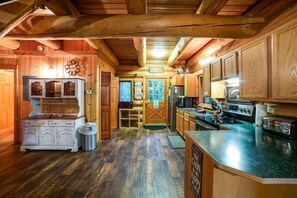 Fridge, microwave, coffee/tea maker, toaster