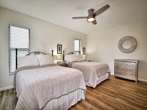 2 bedrooms, iron/ironing board, internet, bed sheets
