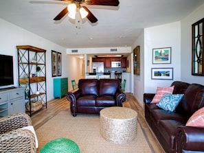 TV, DVD player, books