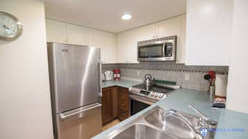 Frigorífico, microondas, horno y placa de cocina