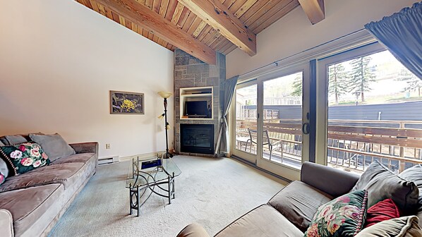 Téléviseur, foyer, lecteur de DVD, table de ping-pong