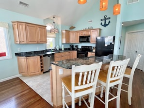 Fridge, microwave, oven, stovetop - Seaduction: Private pool, oversized hot tub, incredible marsh views. (Ocracoke)