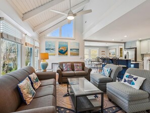 TV, caminetto, lettore DVD, tavolo da ping pong