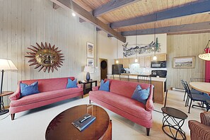 TV, fireplace, DVD player, video library