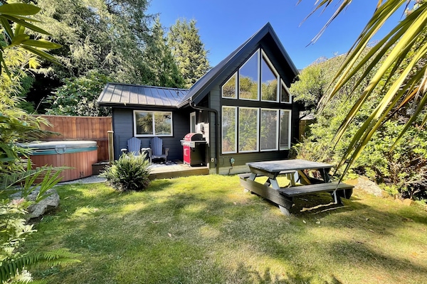 Oceanside view of cabin