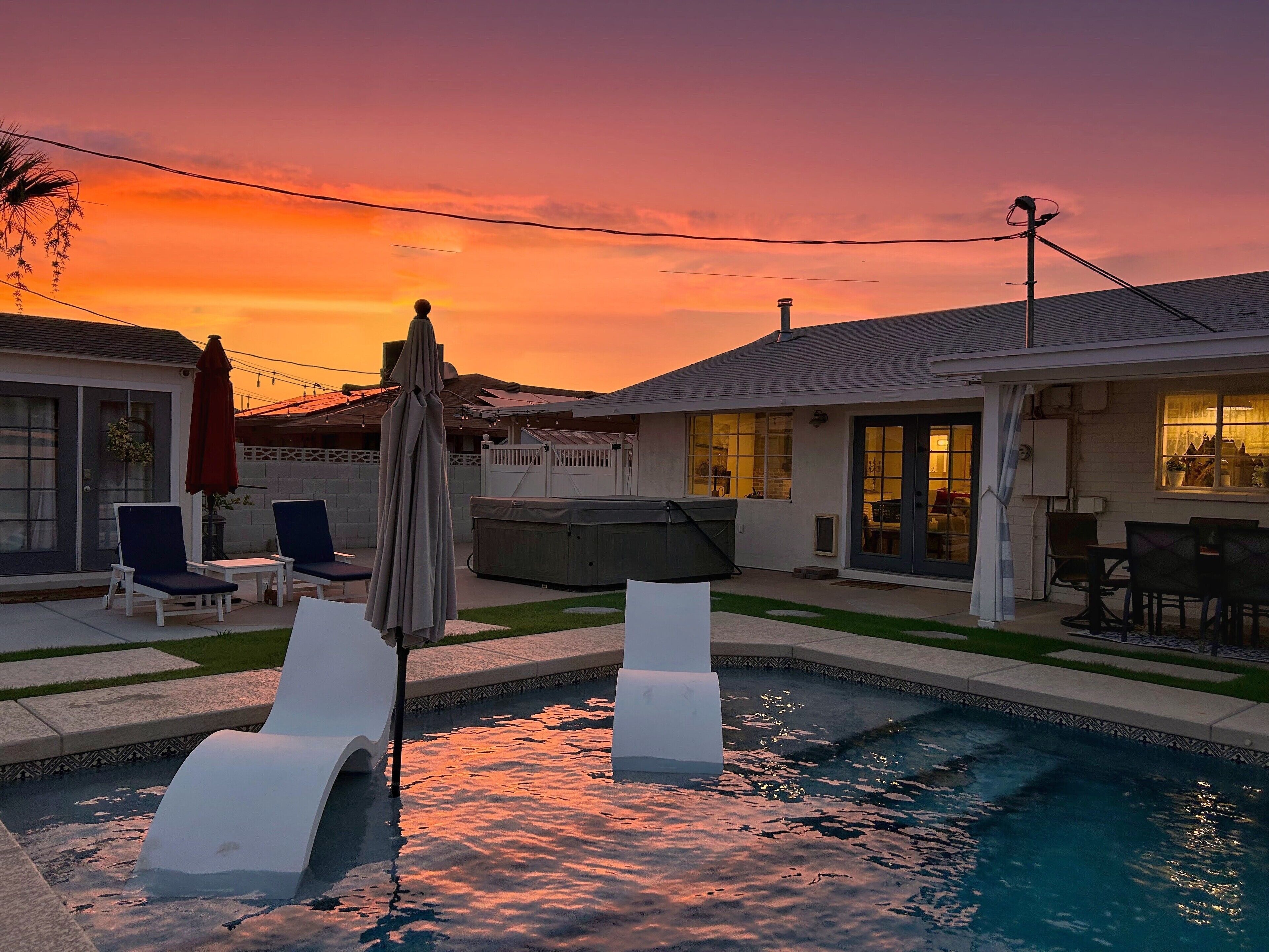 Piscine extérieure, piscine chauffée