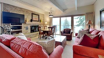 TV, fireplace, DVD player, ping pong