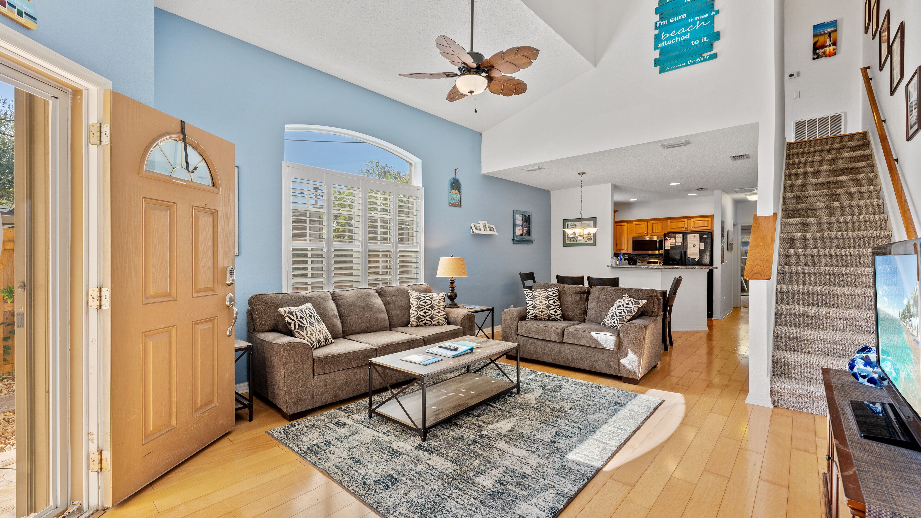 TV, DVD player, books, video library