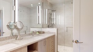 Bathtub, hair dryer, towels