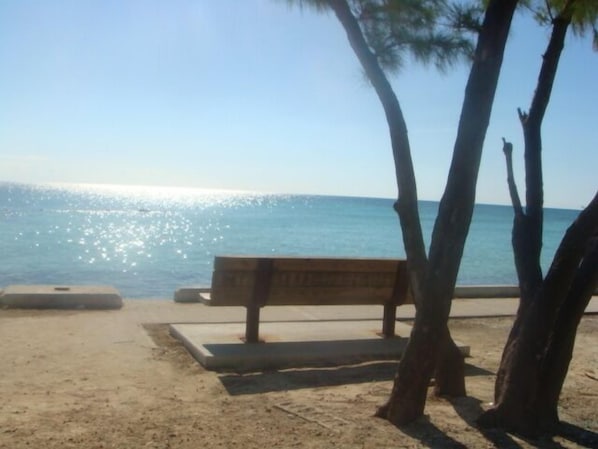 Playa en los alrededores, camastros y toallas de playa