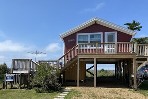 Exterior - Sea Biscuit:  Pet friendly, rustic soundfront cottage, great sunsets. (Ocracoke)
