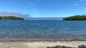 在海滩、沙滩椅