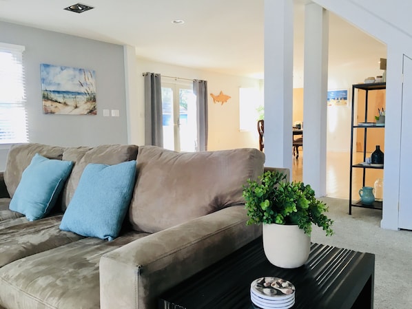 Smart TV, fireplace, DVD player, stereo