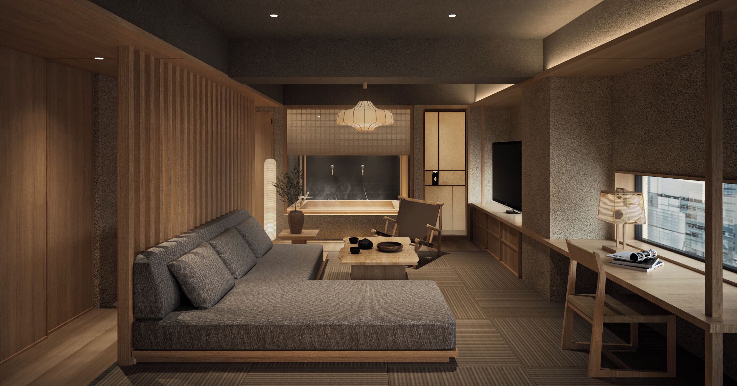 Suite, vistas a la ciudad (ONSEN, Twin) | Escritorio, cortinas opacas, tabla de planchar con plancha y wifi gratis