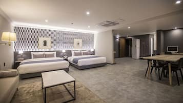 Suite | Desk, blackout drapes, soundproofing, iron/ironing board