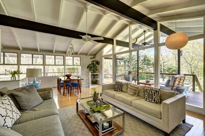 Mid-Century Modern Beach House: Private Beach Access, Pool, and Chef’s Kitchen