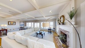 Smart TV, fireplace, table tennis, books