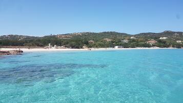 Plage, chaises longues